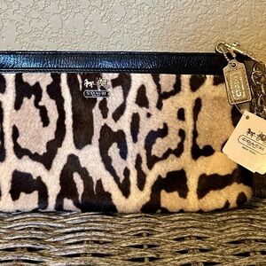 Coach Animal Print Wristlet with Black Trim
